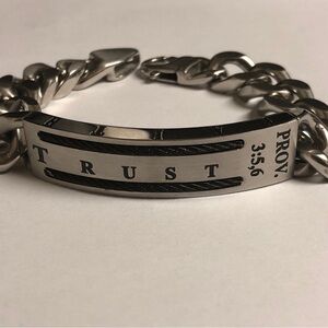 Men's Faith Bracelet Proverbs 3:5-6 Stainless Steel